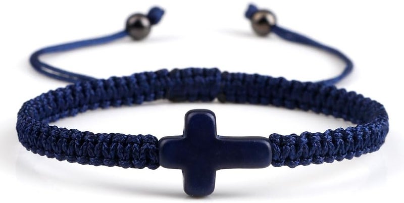 SCRDPRAD Adjustable Handmade Cross Braided Rope Bracelet for Christian Colorful Matching Couple Charm Jewelry Inspirational Religious Woven Bracelet Birthday Easter Thanksgiving Christmas Gifts - Image 1